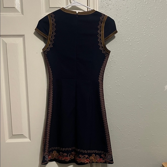 Foxiedox Hadiya Navy Dress with Colorful Embroidery- Size XS - Picture 5 of 9